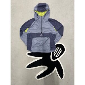 Nike ACG Mens Small Grey Neon Yellow Half Zip‎ Anorak Windbreaker Jacket Hooded